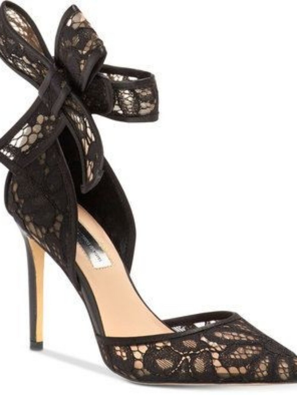 I.N.C. Lace Pointed-Toe Ankle Tie Stiletto Heels - Black